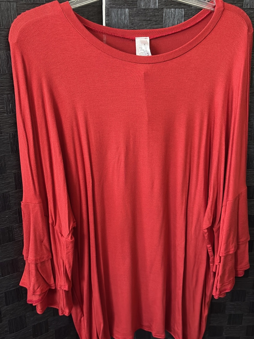 Women's Red Tiered Bell Sleeve Top - Picture 2 of 2